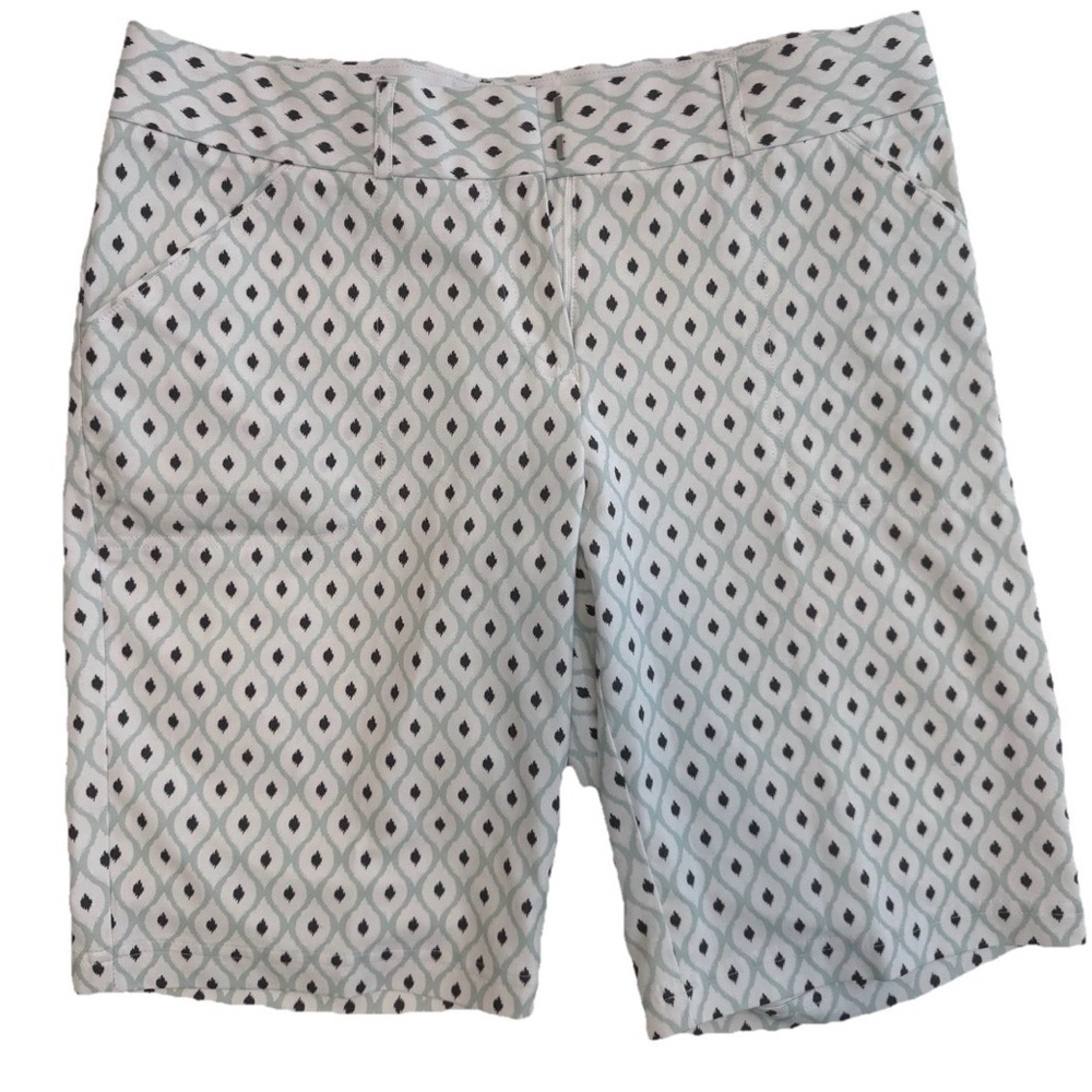 Peter Millar Bermuda Shorts Womens 8 Mint Blue White Geometric Wicking Golf